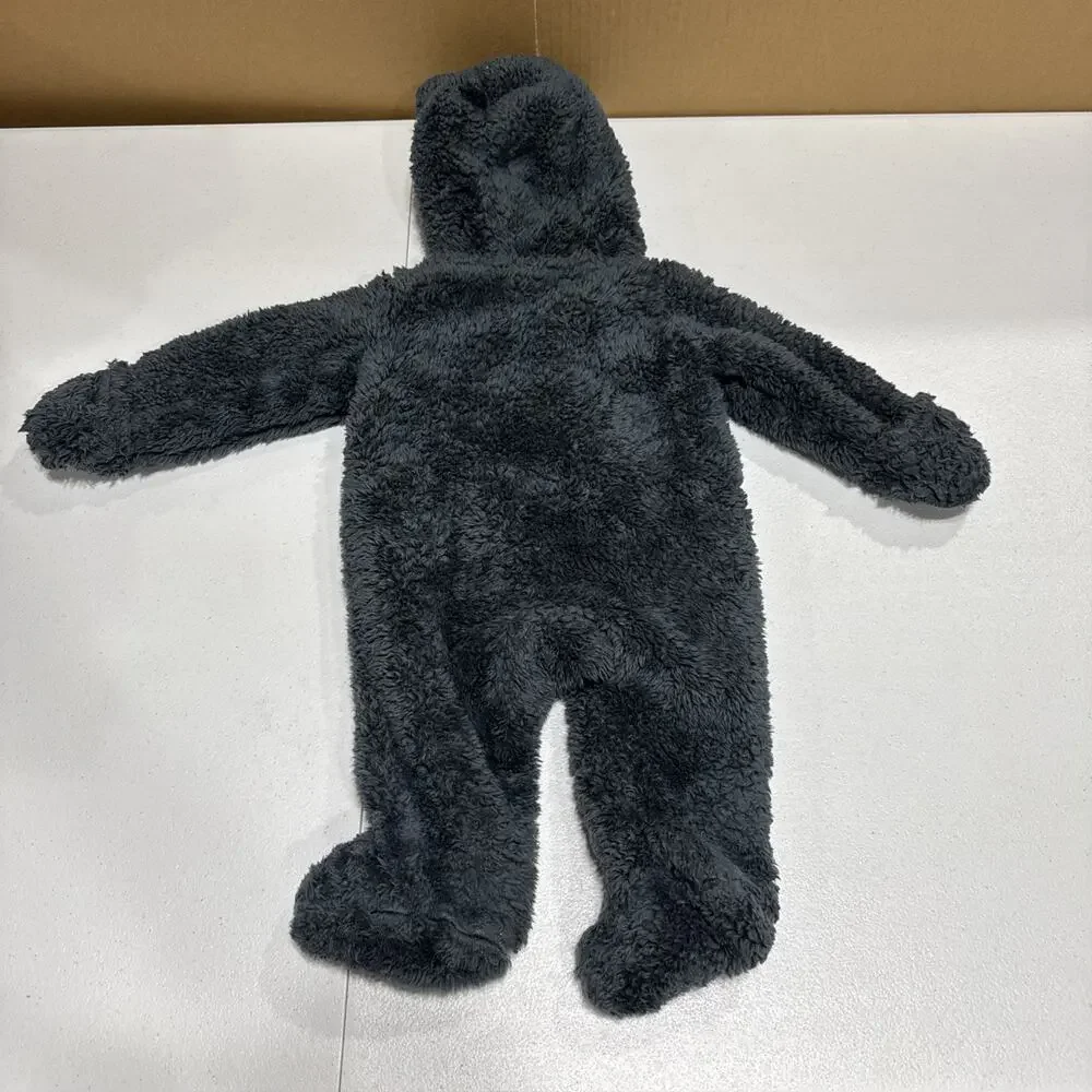 Carters 3M Gray Sherpa Hooded Teddy Coverall Footie Bear Ears Outdoor Casual